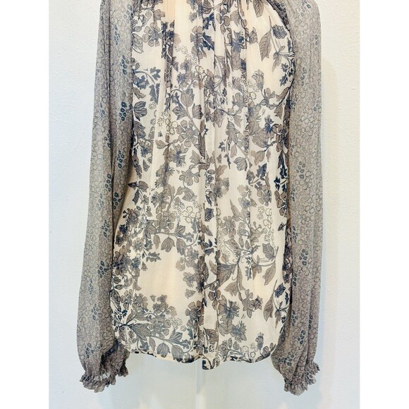 Free People Women Size S Hendrix Semi Sheer Floral Blouse Boho Festival Peasant - Picture 11 of 15